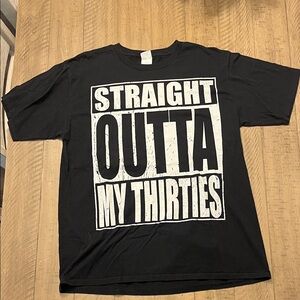 Black Graphic T-Shirt with Bold White Text